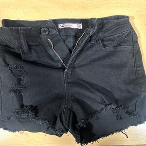 SO Black Ripped Frayed Denim Shorts